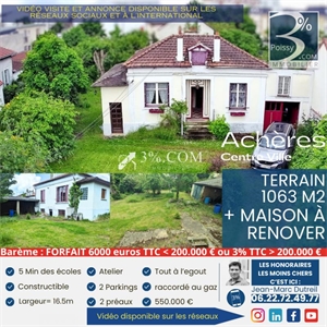 terrain à la vente -   78260  ACHERES, surface 1063 m2 vente terrain - UBI424536427