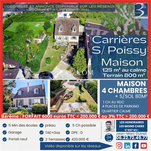 maison à la vente -   78955  CARRIERES SOUS POISSY, surface 125 m2 vente maison - UBI439308491