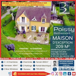 maison d'architecte à la vente -   78300  POISSY, surface 209 m2 vente maison d'architecte - UBI460949396