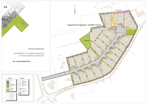 terrain a batir à la vente -   22170  CHATELAUDREN PLOUAGAT, surface 300 m2 vente terrain a batir - UBI475716113