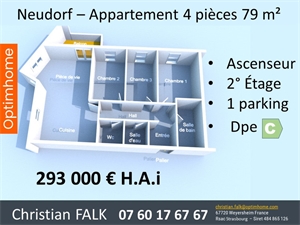 appartement à la vente -   67100  STRASBOURG, surface 79 m2 vente appartement - UBI420042289