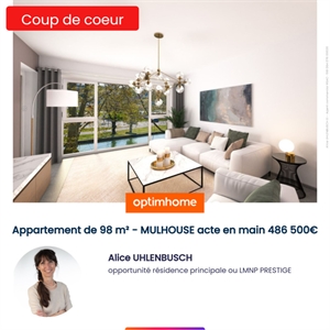 appartement à la vente -   68100  MULHOUSE, surface 98 m2 vente appartement - UBI459294665