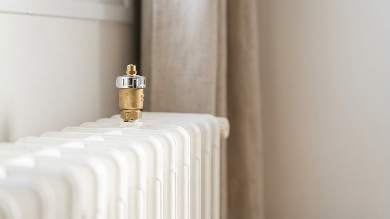 L'eau s'écoule de la vis de purge d'un radiateur lors de son purgement