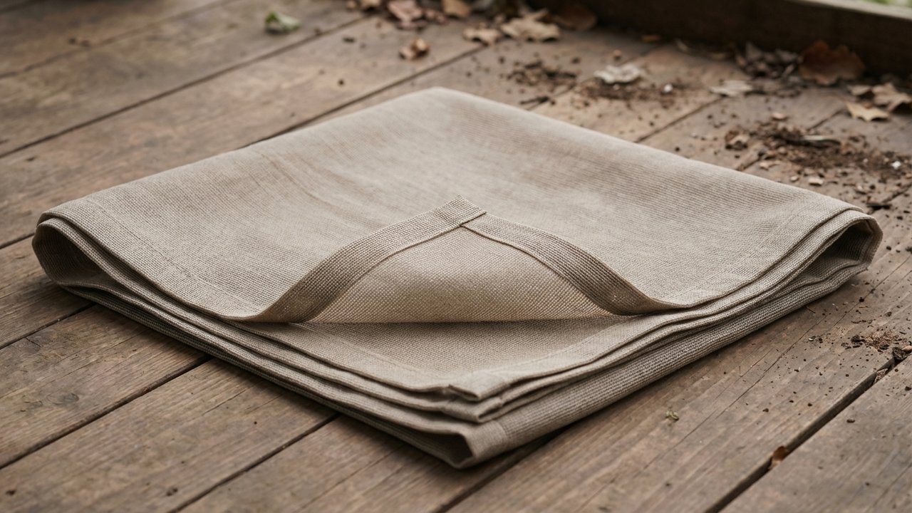 Filet de protection complètement déplié au sol avant installation