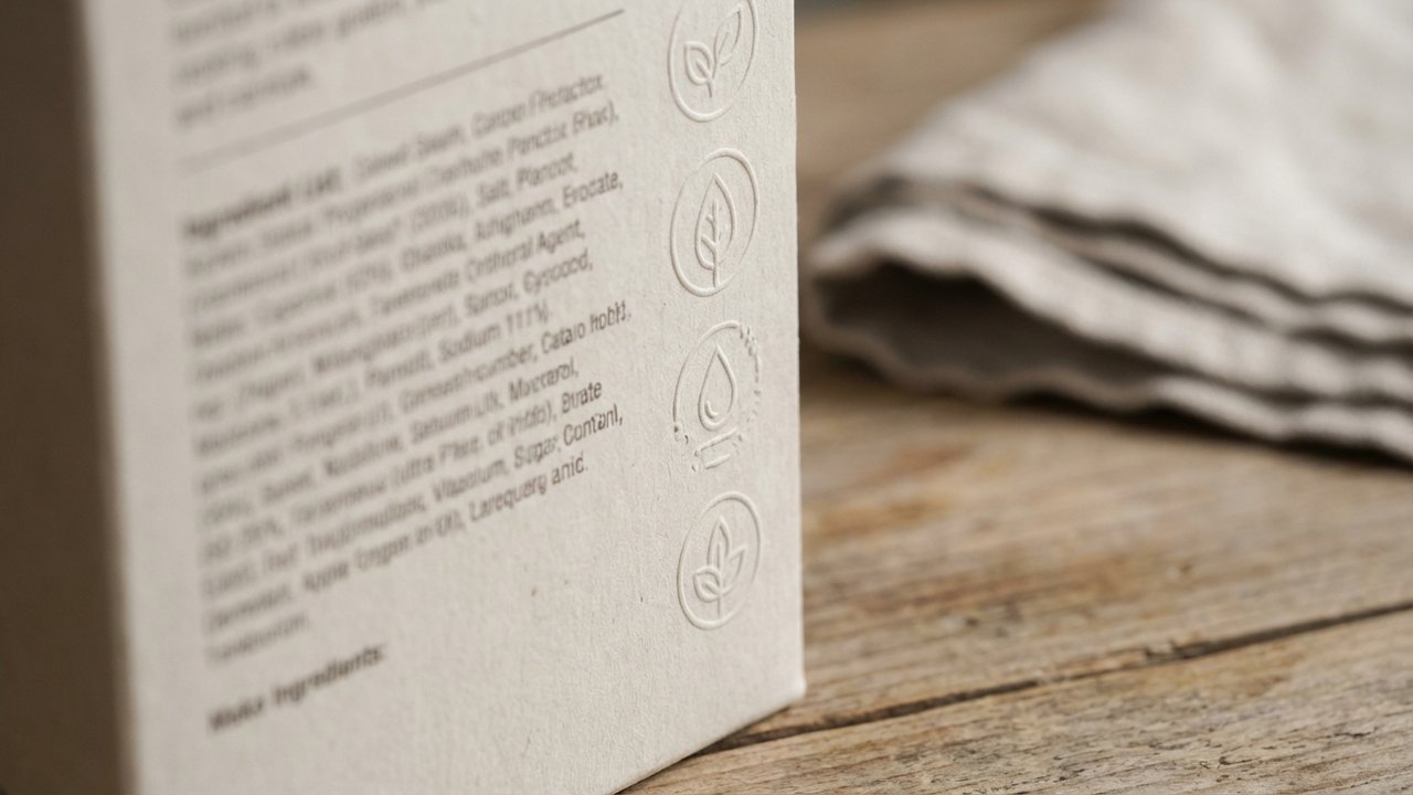 Étiquette et labels de certification d'une lessive écologique hypoallergénique