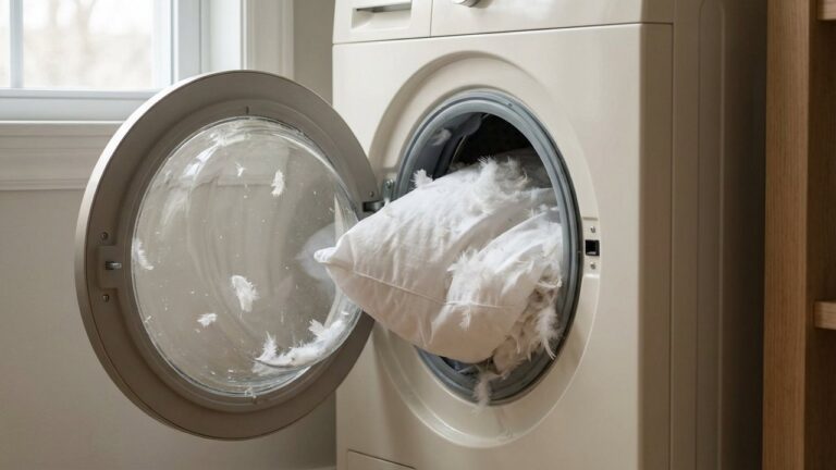 Oreiller en plume dans une machine à laver