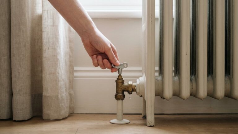 Purge d'un radiateur à gaz avec une clé de purge