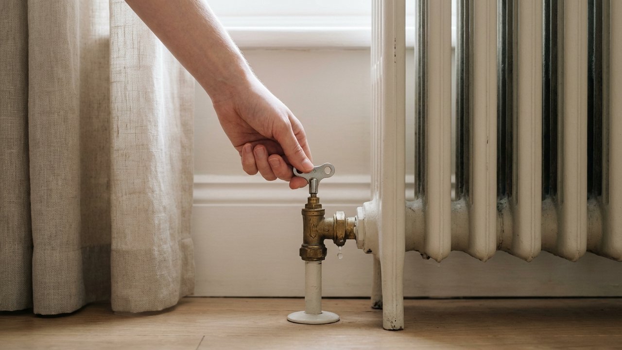 Purge d'un radiateur à gaz avec une clé de purge