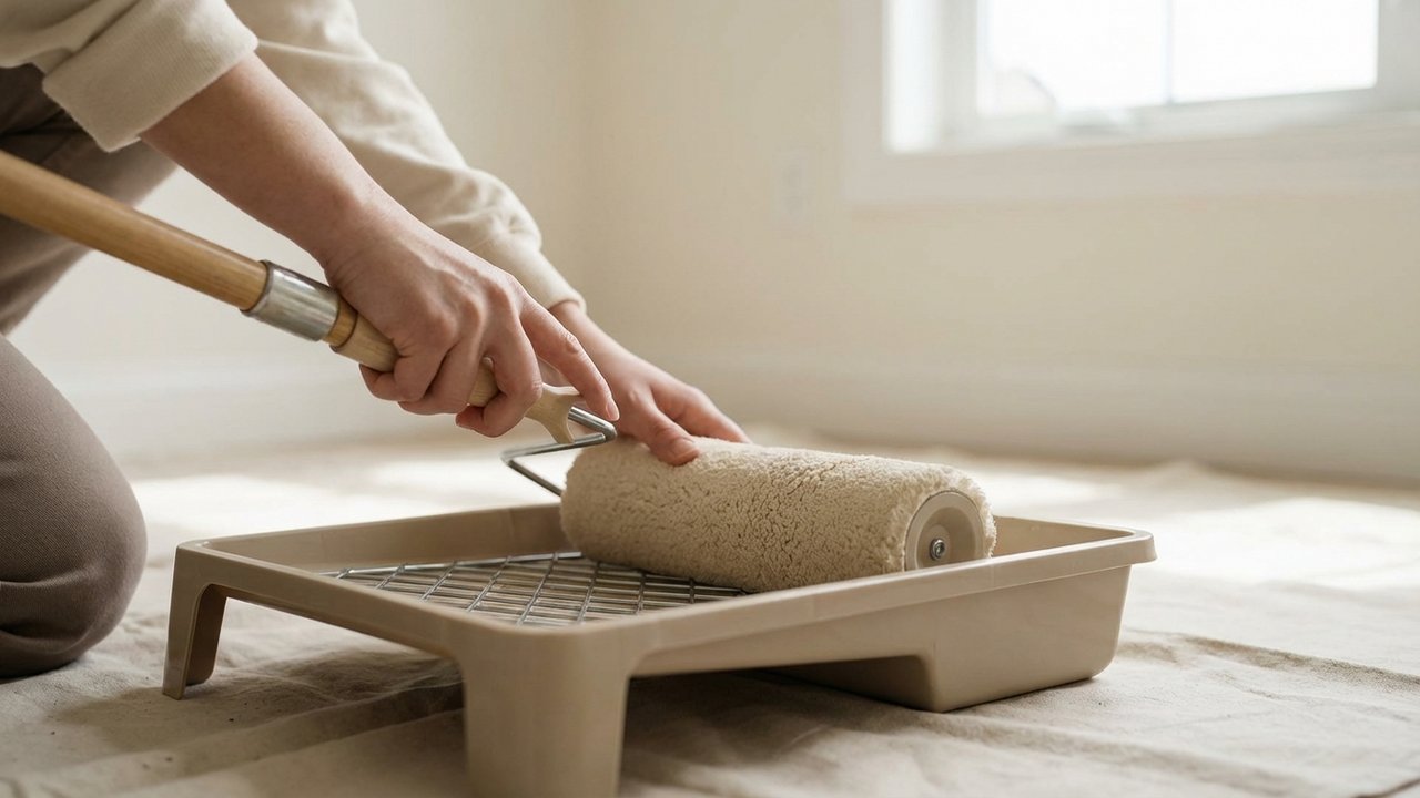 Chargement correct du rouleau de peinture dans le bac à grille