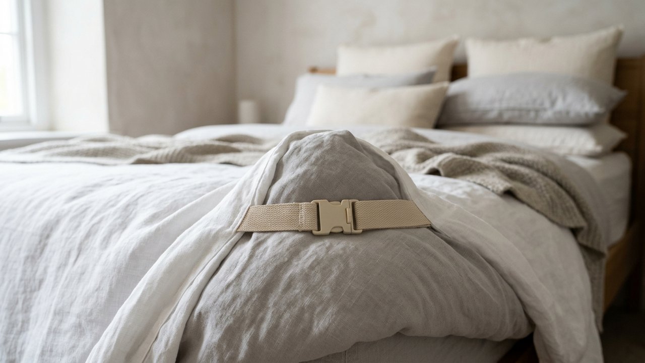 Attaches et rubans pour maintenir une couette en place