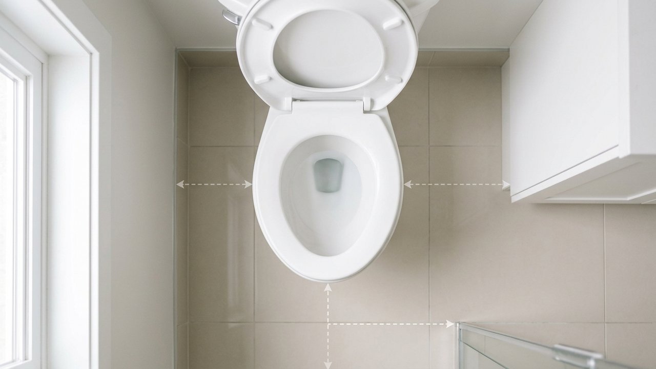 Espaces de dégagement autour d'une cuvette WC avec dimensions minimales et conseillées