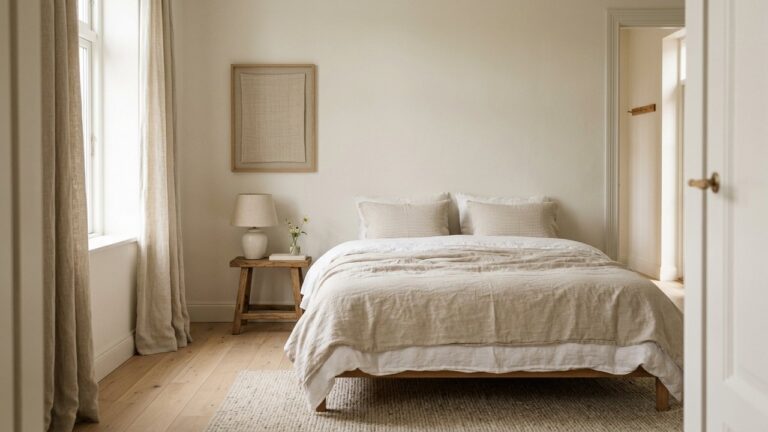 Chambre avec lit orienté selon les principes du feng shui