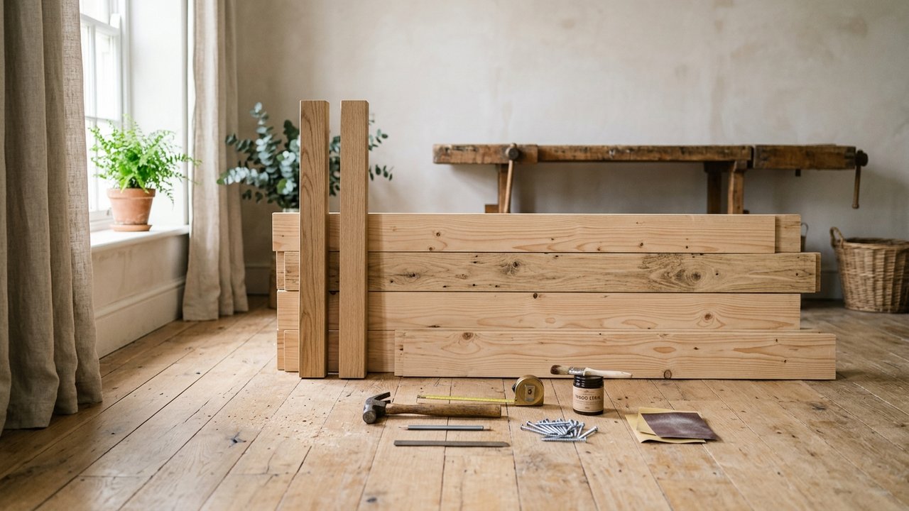 Matériaux et outils pour fabriquer une tête de lit en bois