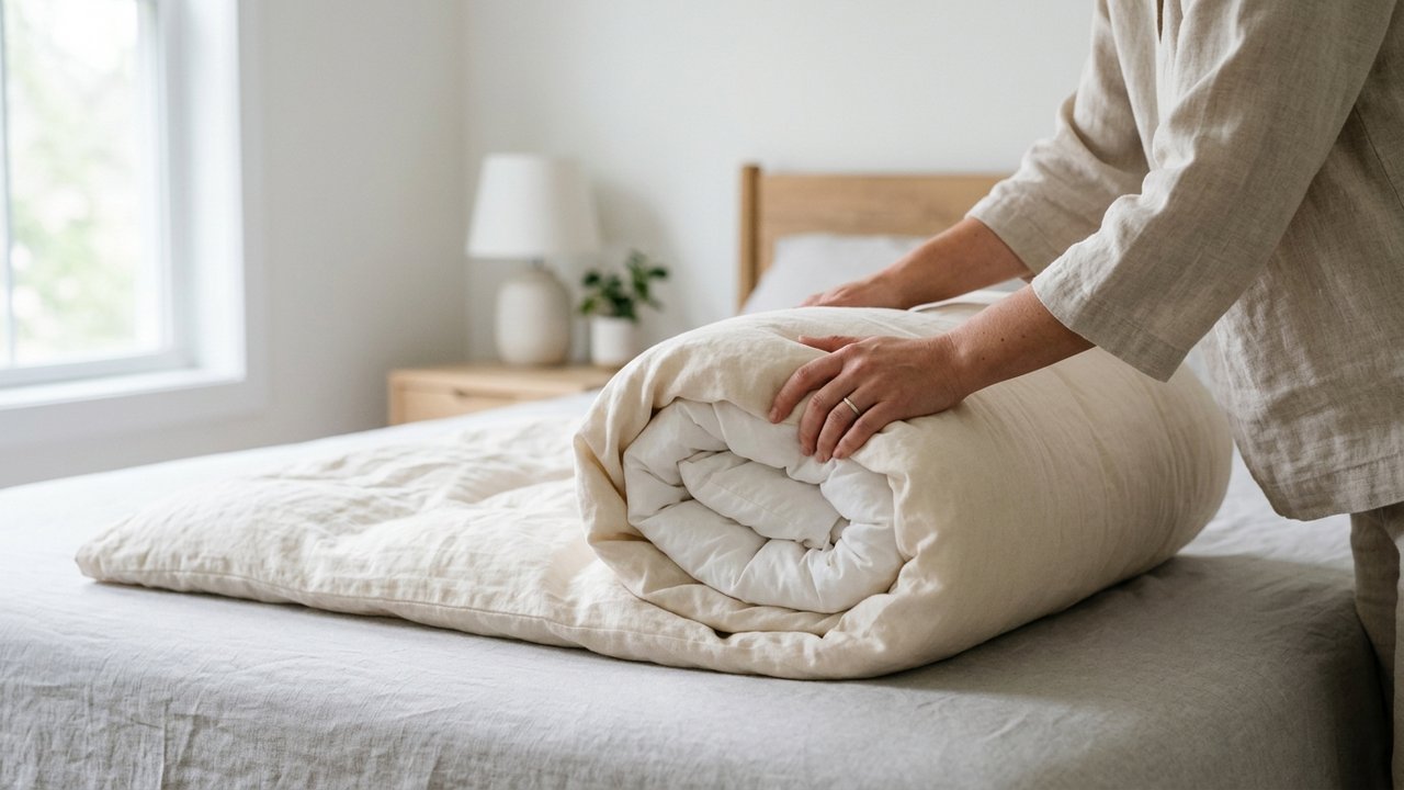 Technique du rouleau pour installer une couette dans sa housse