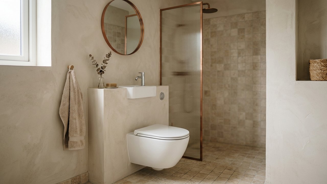 Aménagement d'une pièce WC avec lave-mains intégré dans un petit espace