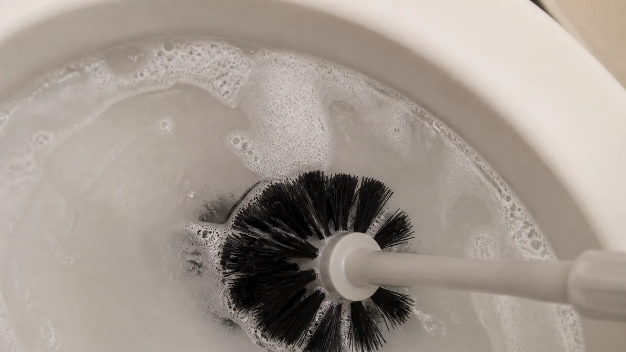 Nettoyage de la brosse des WC au trempage