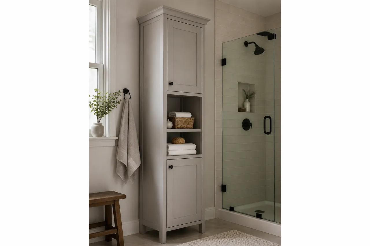 Rangement en hauteur pour une salle de bain optimisée