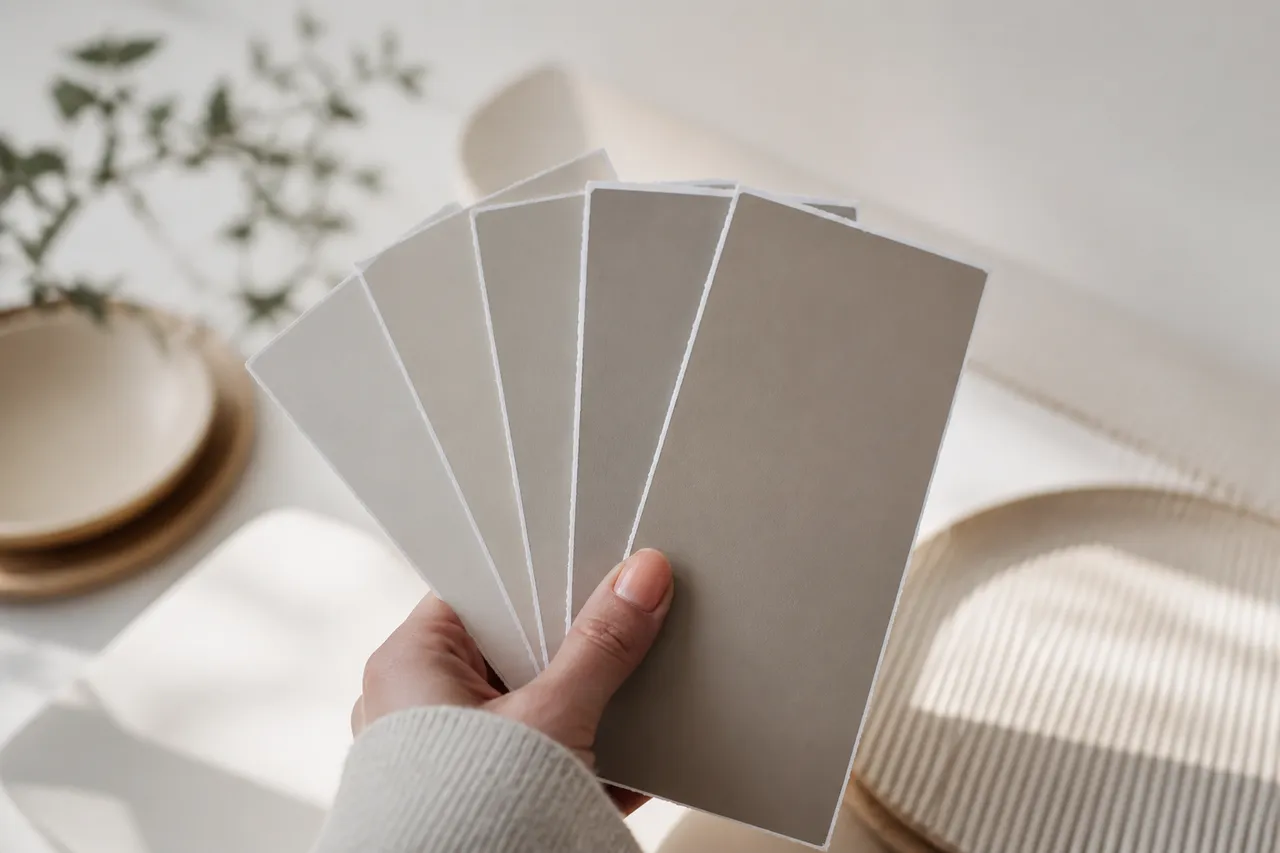 Échantillons de peinture taupe pour choisir une nuance murale