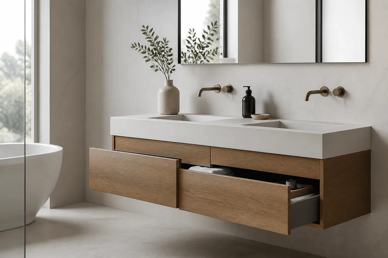 Meuble vasque suspendu pour salle de bain optimisée
