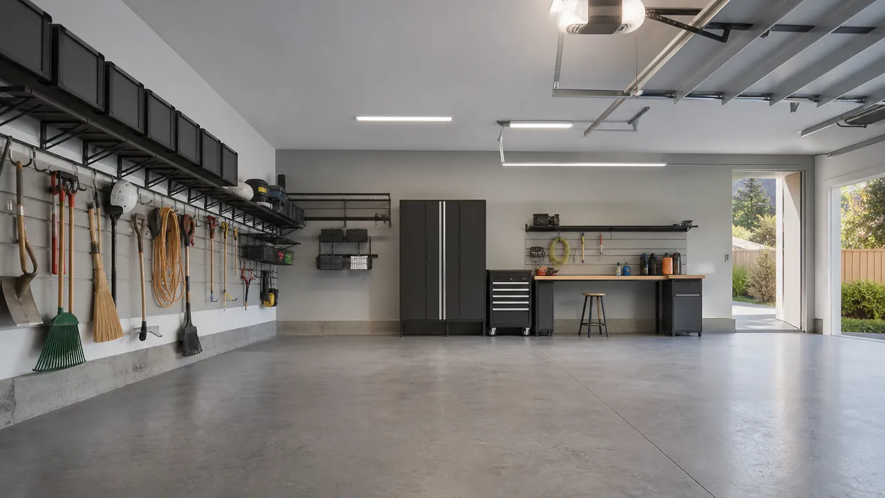 Aménagement garage : rangement mural et sol dégagé
