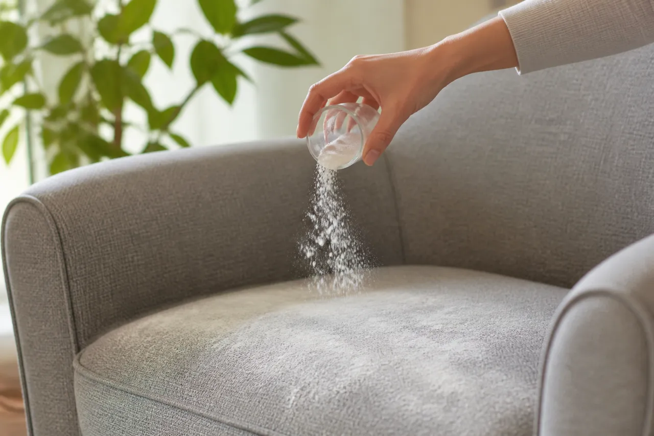 Désodorisation d'un fauteuil en tissu non déhoussable au bicarbonate