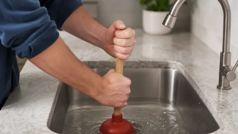 Déboucher un évier bouché mais sans bouchon avec une ventouse
